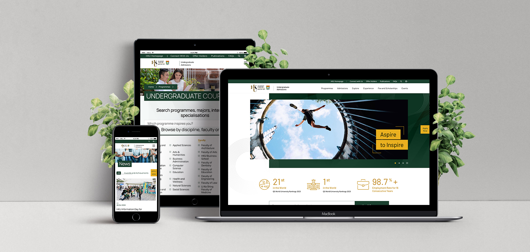 Web mockup screen of HKU Admission Website Revamp