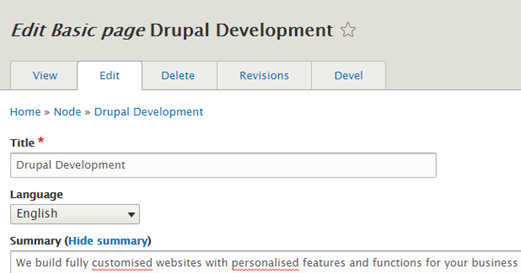 Drupal Page Content