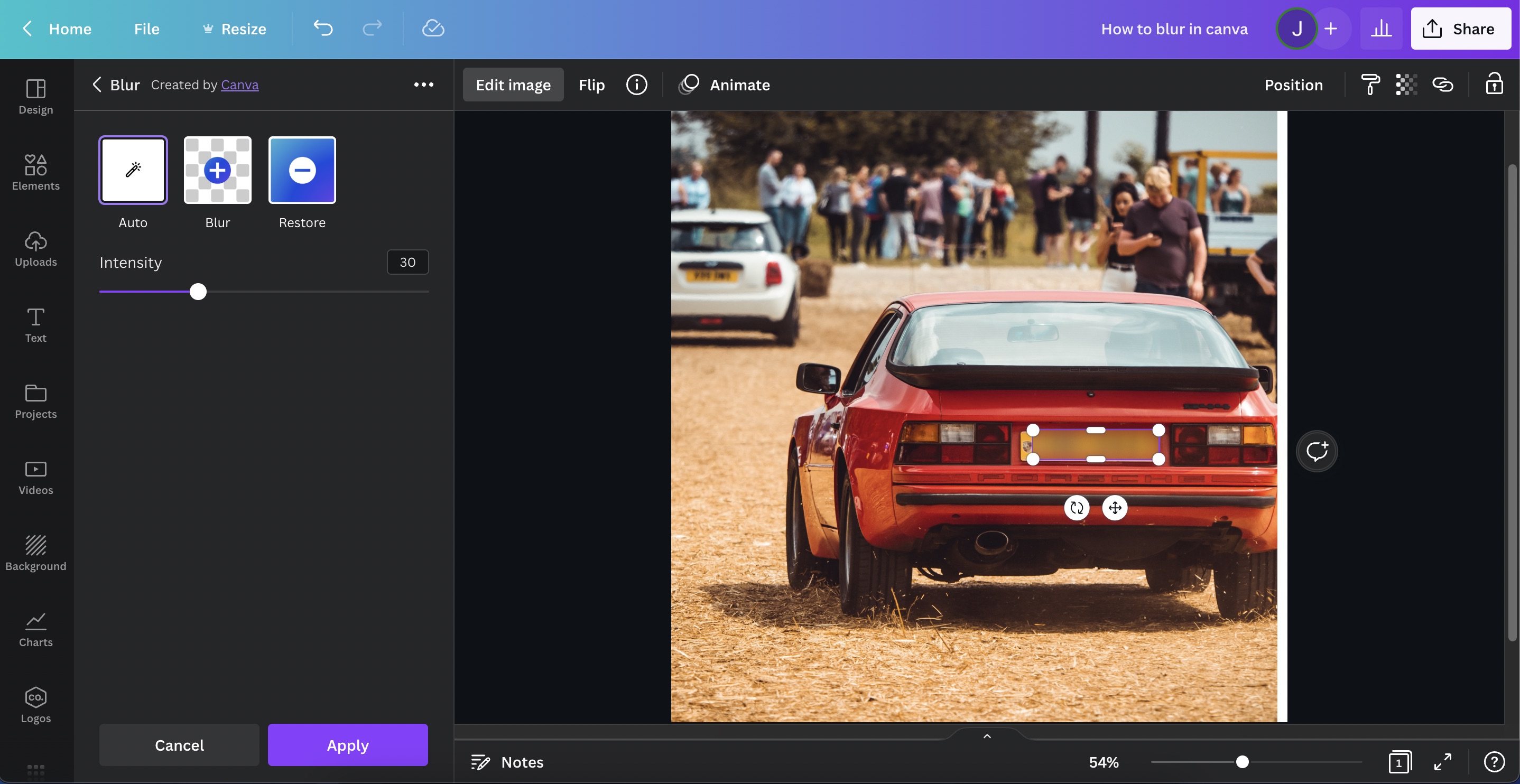 Blur sensitive information in Canva - step 6