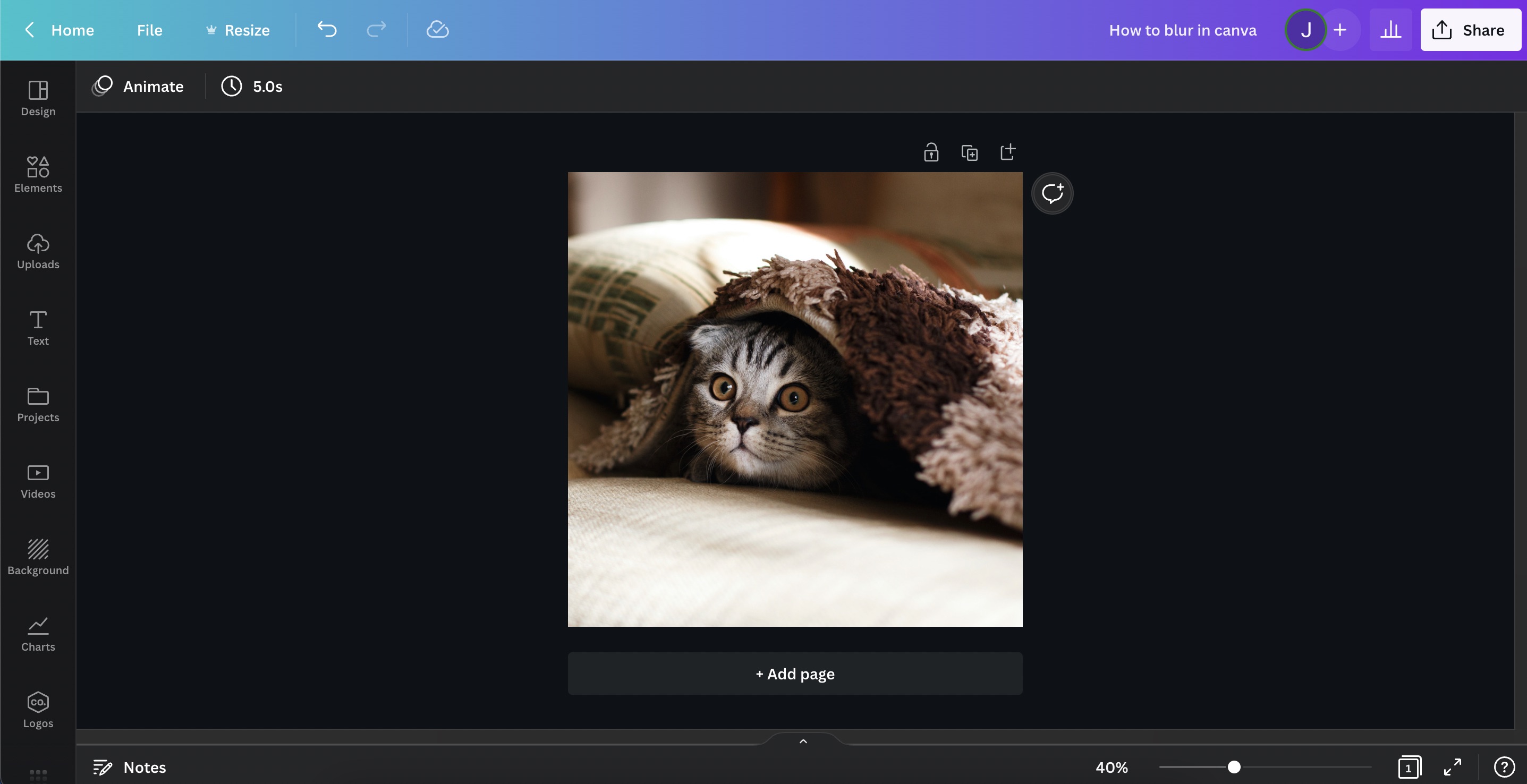 How to blur parts of a photo in Canva - step 1