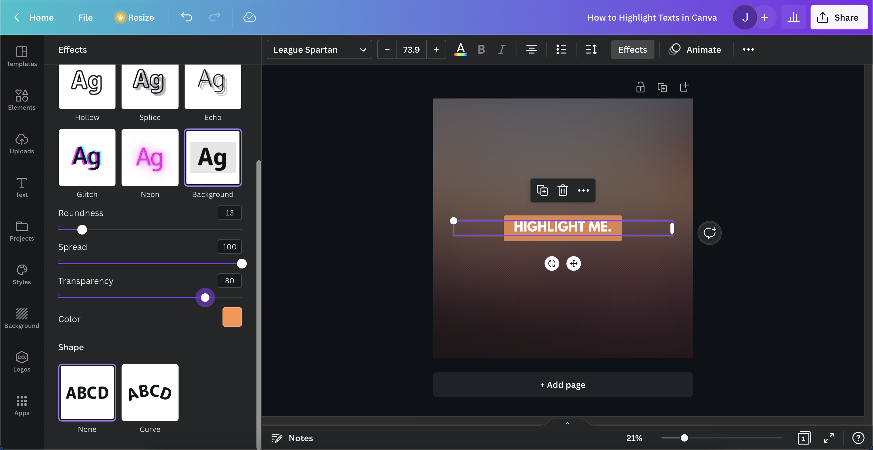 how to highlight in canva presentation Highlight text in Canva 4
