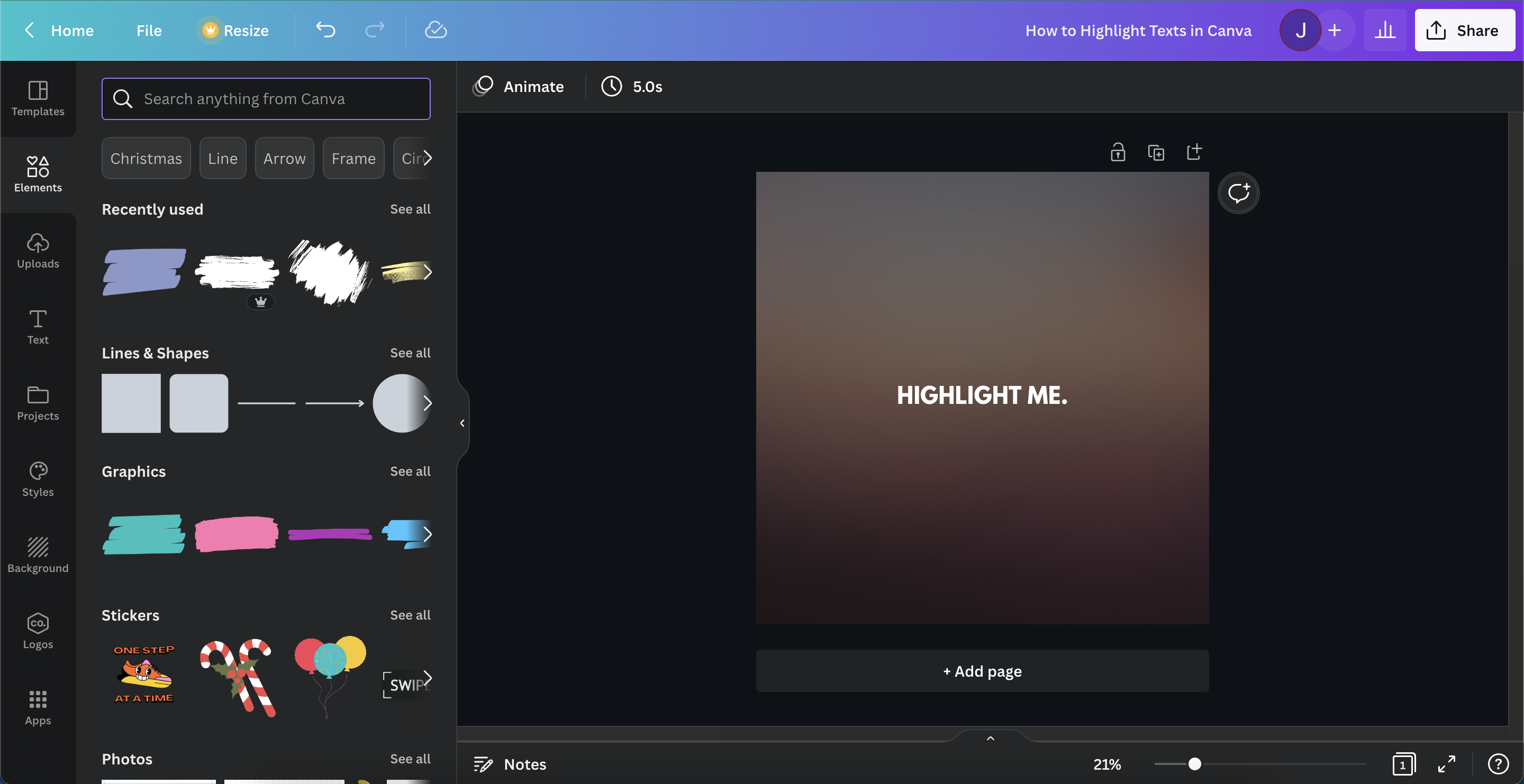 Highlight text in Canva 5